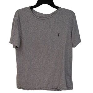 AllSaints Tonic Crew Neck T-Shirt Grey Marl Ramskull Logo Cotton T closet staple